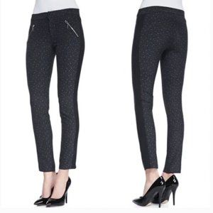 REBECCA TAYLOR Leopard Print Zip Detail Tuxedo Stripe Slim Trouser Pant 6